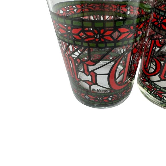 Houze Season's Greetings Whisky Glasses Red & Green Set of 4 - Picture 2 of 3